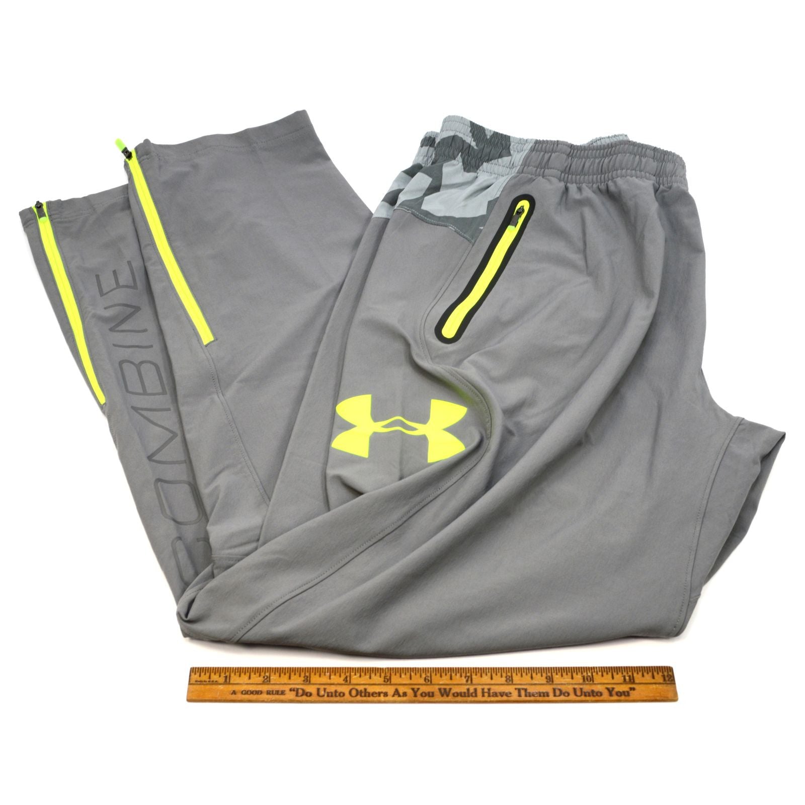 New Under Armour Fitted Combine Training Pants for Men - Tundra Gray, Size XL | Moisture-Wicking Gym & Workout Joggers for Running, Training & Sports