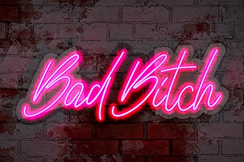VIVID SIGN 24x9 Inch LED Neon Wall Light - Bad Bitch Beer Sign, Super Bright Home Bar Decor for Game Room, Man Cave & Party Lighting