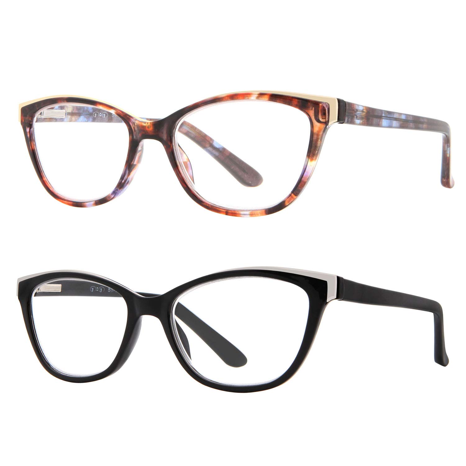 Stylish Women's Cat Eye Reading Glasses - Acetate Frame with Spring Hinge - Fashionable Readers for Women (CZR1101) - Perfect for Reading, Office Work & Everyday Use