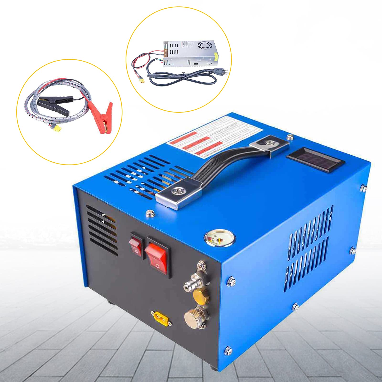 30MPa PCP Air Compressor 4500 PSI High Pressure Air Pump for PCP Rifles - 12V Portable Air Compressor with Built-in Transformer - Perfect for Hunting, Paintball & Outdoor Airgun Refills