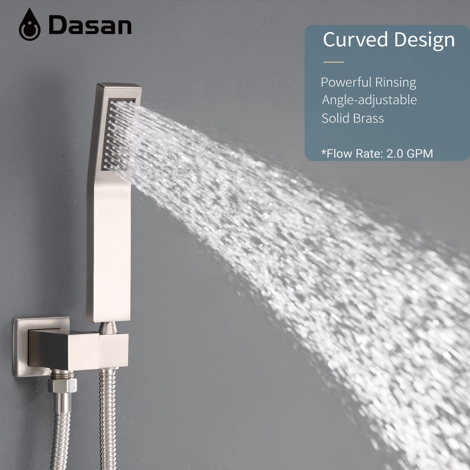 Premium Brushed Nickel Shower System - 4 Body Spray Jets, 12