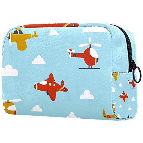 Cartoon Helicopter Makeup Bag - Waterproof Travel Cosmetic Organizer for Women | Perfect for Airplane Trips