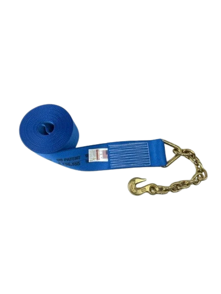 4-Pack 30-Foot Diamond Weave Winch Straps with Chain Ends - Heavy Duty Towing & Recovery Straps for Trucks, ATVs, Trailers - Ideal for Off-Roading, Hauling, and Vehicle Recovery