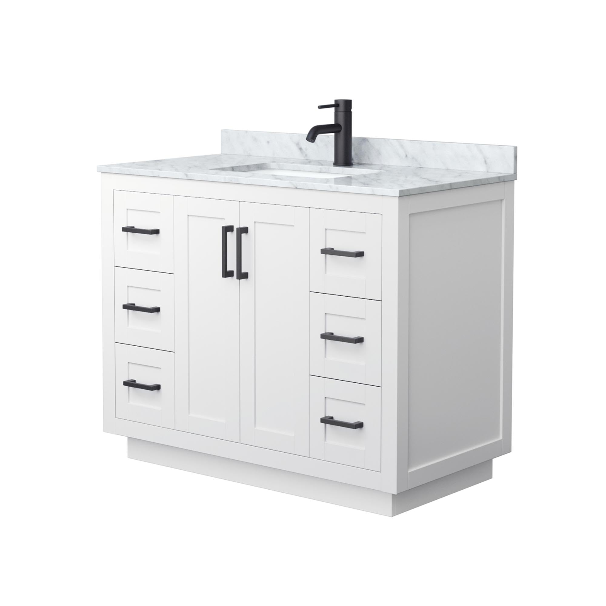 Wyndham Collection WCF292942SWBCMUNSMXX Miranda White Vanity Set with Mirror - Modern Bathroom Vanity for Small Spaces, Perfect for Apartments & Guest Bathrooms