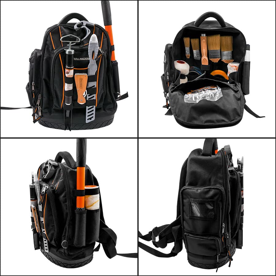 ROLLINGDOG Heavy Duty Painter Backpack - Professional Tool Organizer Bag for Painting & DIY Projects, Durable Construction with Multiple Pockets, Perfect for Contractors, Artists & Home Improvement (Ideal for Job Sites, Workshops & Outdoor Projects)