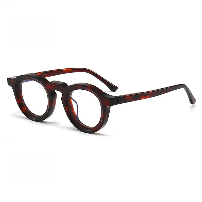 Stylish Black Unisex Acetate Full Rim Round Eyeglasses 442721 - Perfect for Work, Reading & Everyday Fashion
