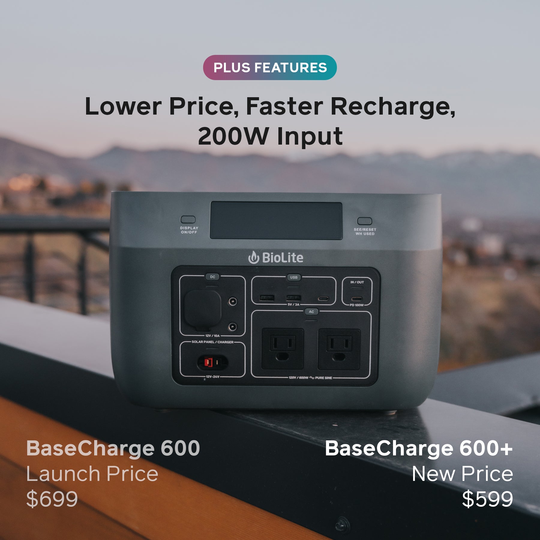 BaseCharge 600 Portable Power Station - 600W/500Wh Solar Generator for Camping, RV, Emergencies & Outdoor Adventures - Fast Charging, Lightweight & Quiet Backup Battery for Home & Travel