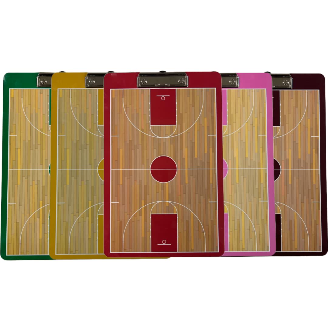Double-Sided Basketball Coaching Board - Premium Dry Erase Clipboard with Full & Half Court Diagrams (Green) | Perfect for Coaches, Players & Training Sessions