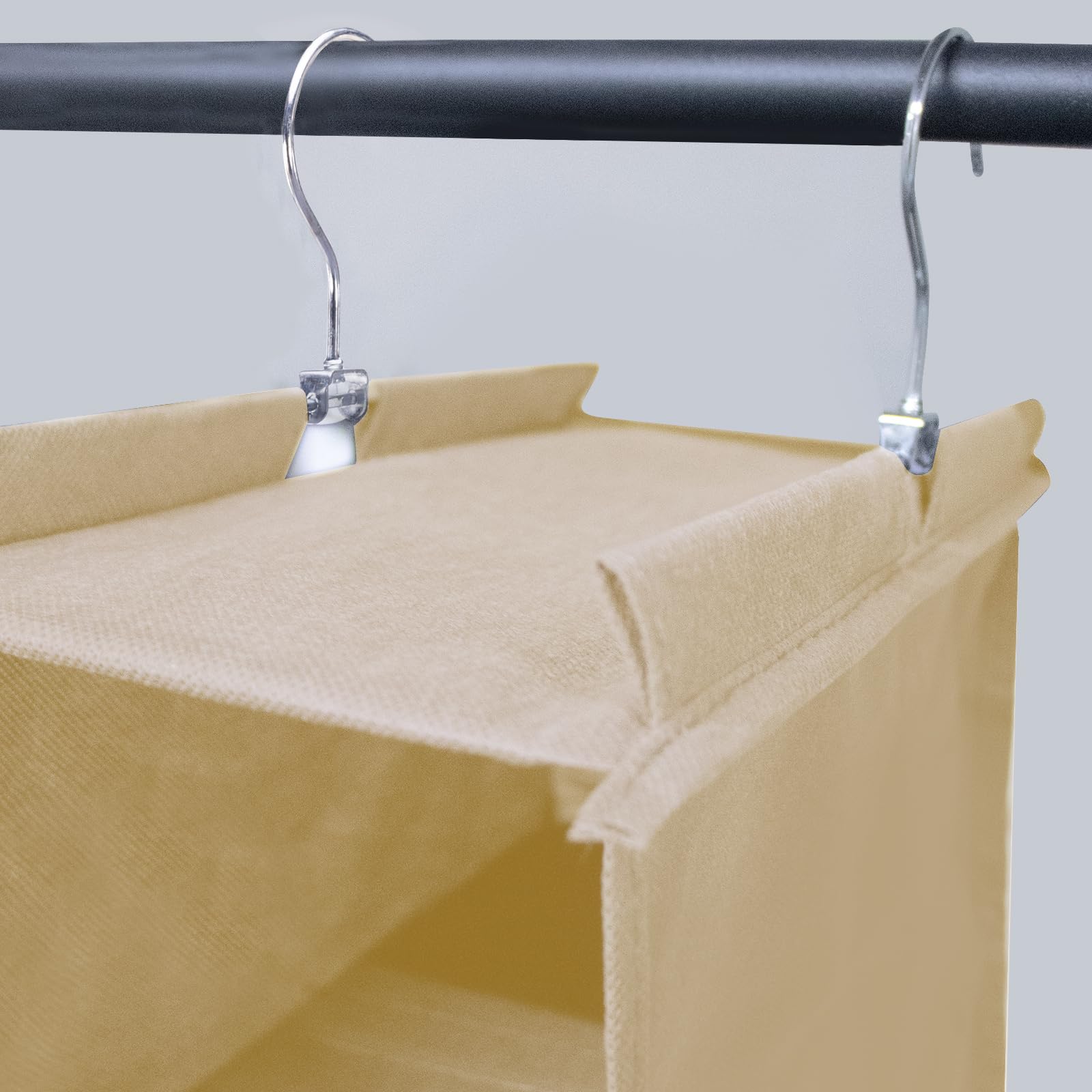 10-Shelf Hanging Shoe Organizer for Closet - Space Saving Shoe Storage Rack, Beige Fabric - Perfect for Bedroom, Dorm, Entryway & Small Space Organization