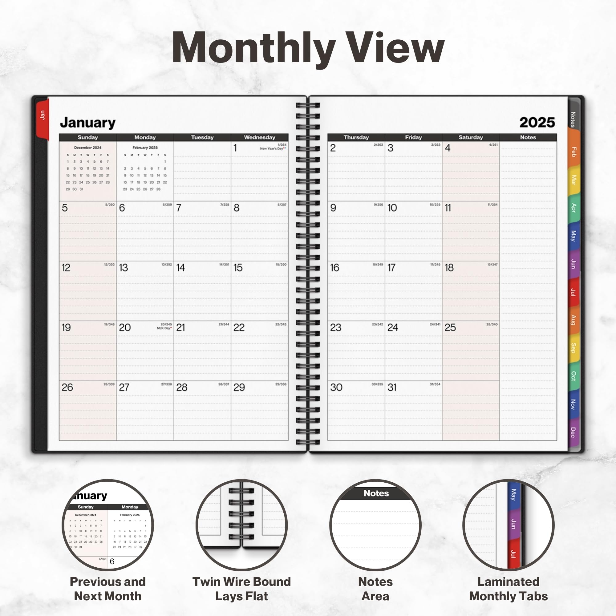 **Dunwell 2025 Appointment Book - 8.5x11 Inch Colorful Planner, Jan-Dec 2025, Large Daily & Weekly Organizer with Monthly Tabs, 15-Minute Quarter-Hourly Scheduling - Perfect for Professionals, Students & Office Use**