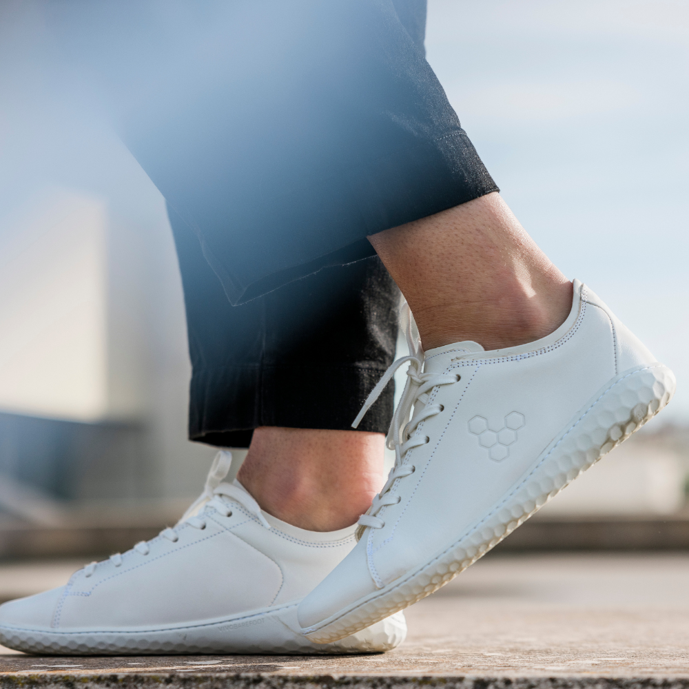 Vivobarefoot Geo Court III Women's Minimalist Barefoot Shoes - Bright White | Lightweight & Flexible for Running, Walking & Gym Workouts