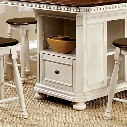 Furniture of America Hendrix 7-Piece Wood Counter Height Dining Table Set in Cherry & White - Perfect for Kitchen, Breakfast Nook, Small Space Dining & Apartment Decor