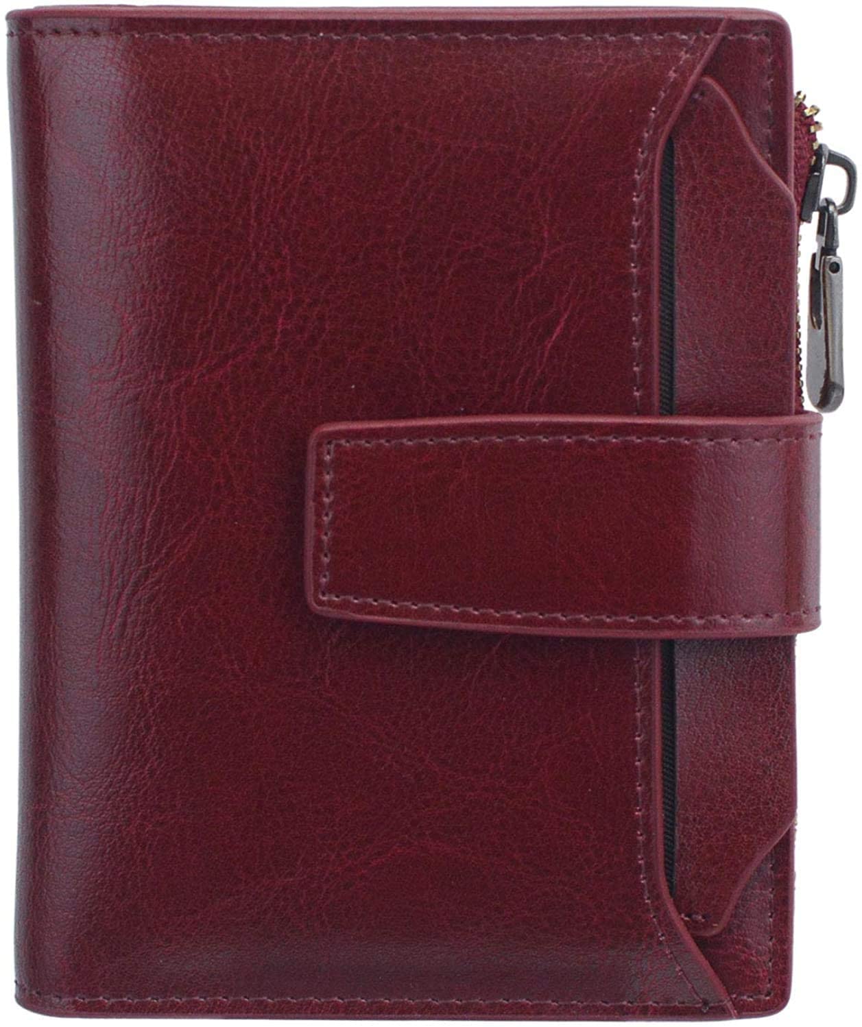Genuine Leather Women's Wallet - Slim RFID Blocking Multi-Function Coin Purse with ID Window | Korean Style Short Wallet for Students & Drivers | Perfect for Everyday Use, Travel & Gift Giving (Red)