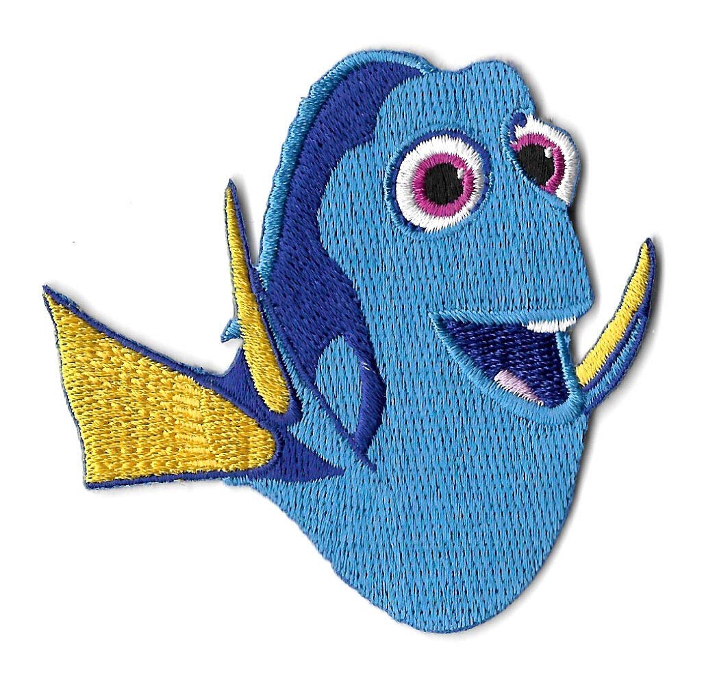 Finding Dory Embroidered Iron On Applique Patch - Disney Pixar Movie Character - Nemo Fish - Customizable Sew On Badge for Jackets, Hats, Bags - Perfect for Cosplay & DIY Crafts