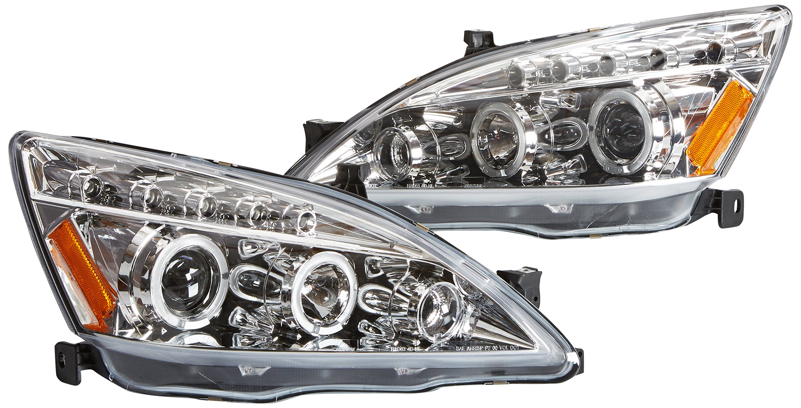 Halo LED Projector Headlights Chrome for 2003-2007 Honda Accord - High Performance Car Lighting for Night Driving & Custom Styling