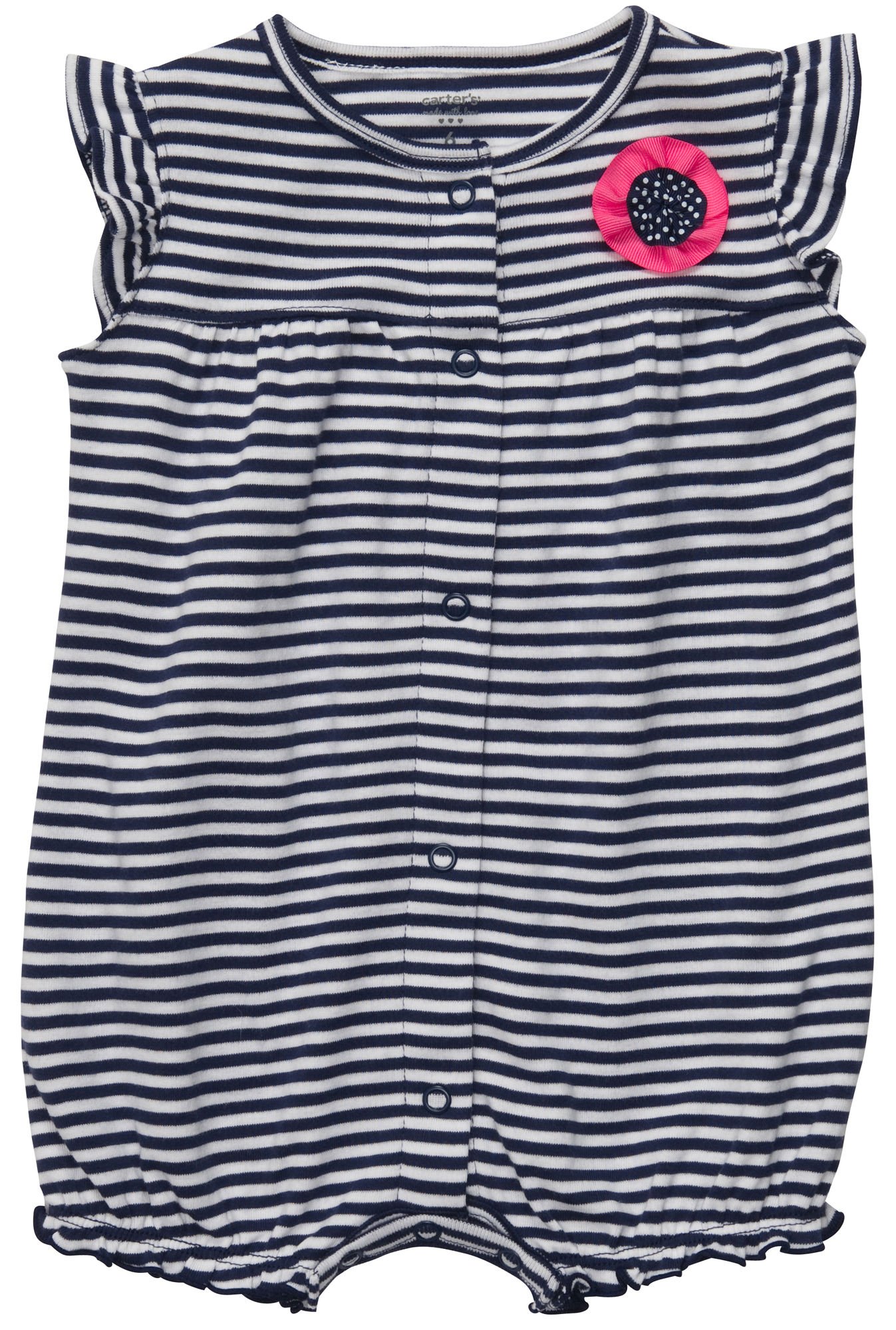 Carters Rosette Stripe Print Baby Bodysuit Romper - Soft Cotton Infant Jumpsuit (6 Months) for Playdates, Daycare & Family Photos