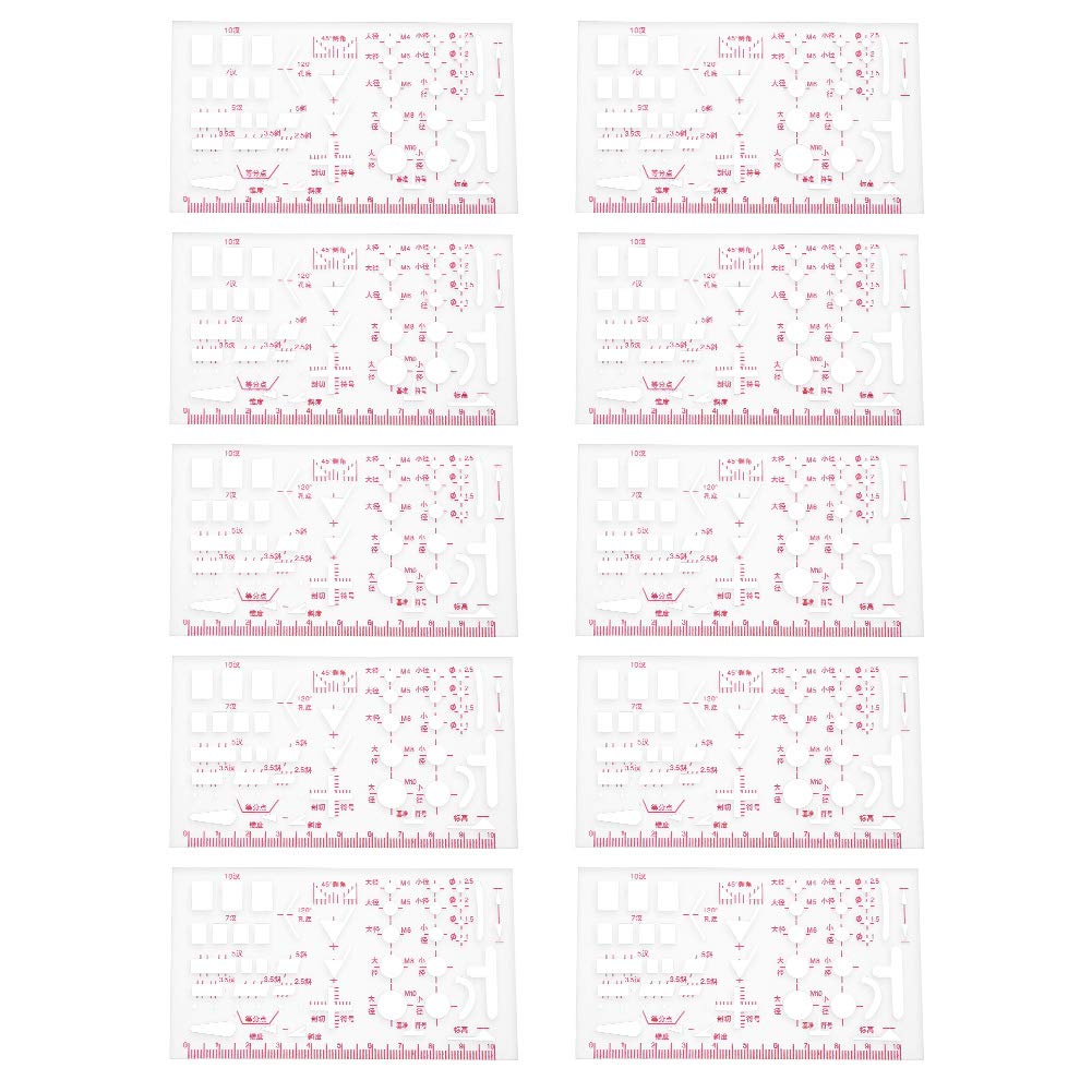 10Pcs Erasing Shield Set - 44 Holes Drafting Template for Engineering Drawings & Technical Sketching | Perfect for Architects, Engineers & Students