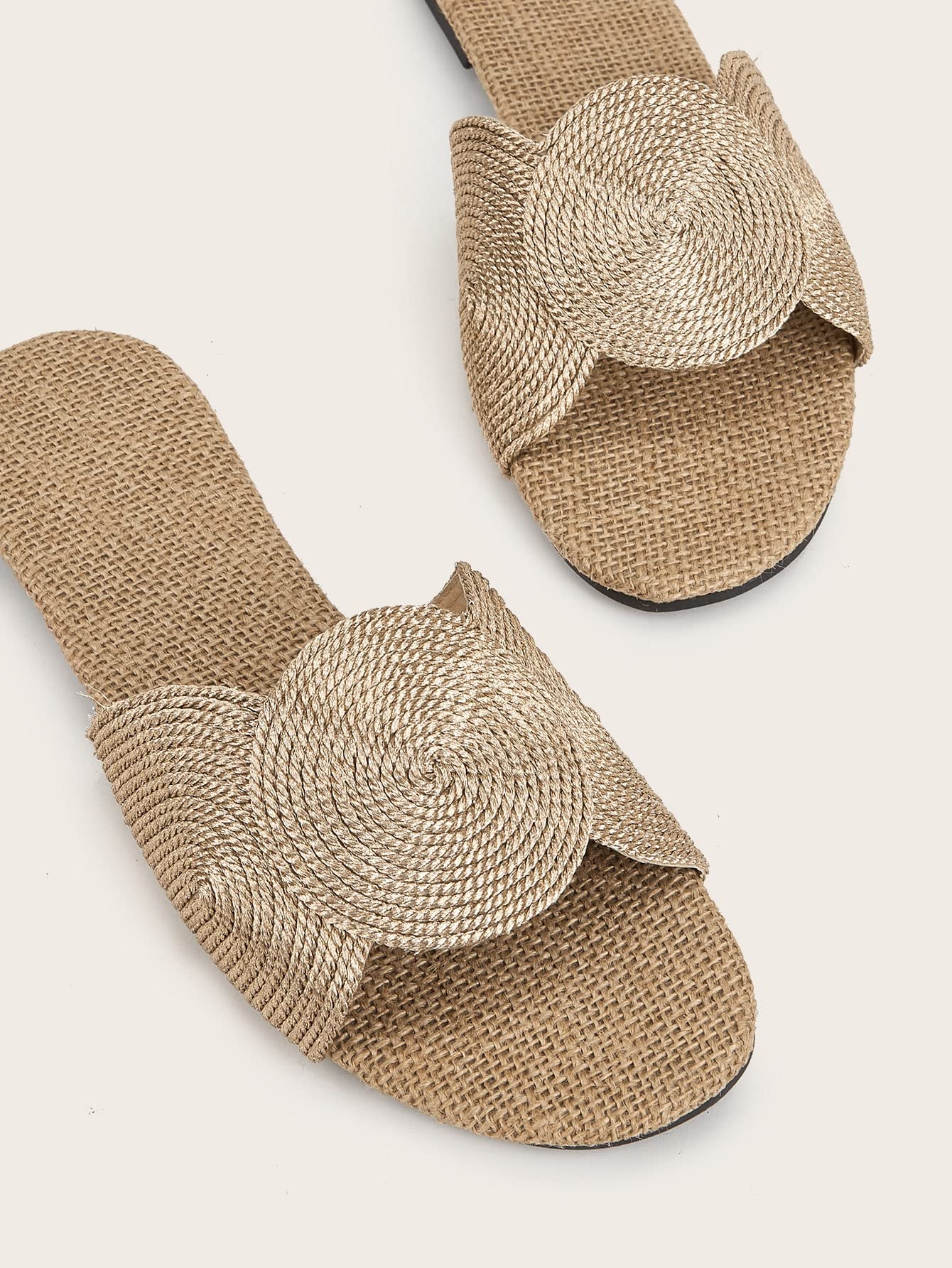 OYOANGLE Women's Boho Beach Sandals - Round Decor Open Toe Flat Slides for Casual Summer Wear | Comfortable Outdoor Shoes for Walking, Vacation & Beach Trips