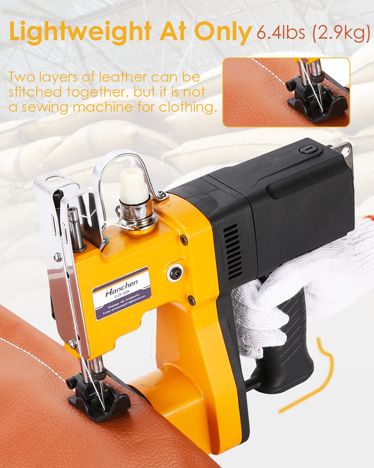 Hanchen Portable Bag Sewing Machine with 6 Spools of High-Quality Thread - Perfect for DIY Crafts, Leather Repair & Home Tailoring Projects