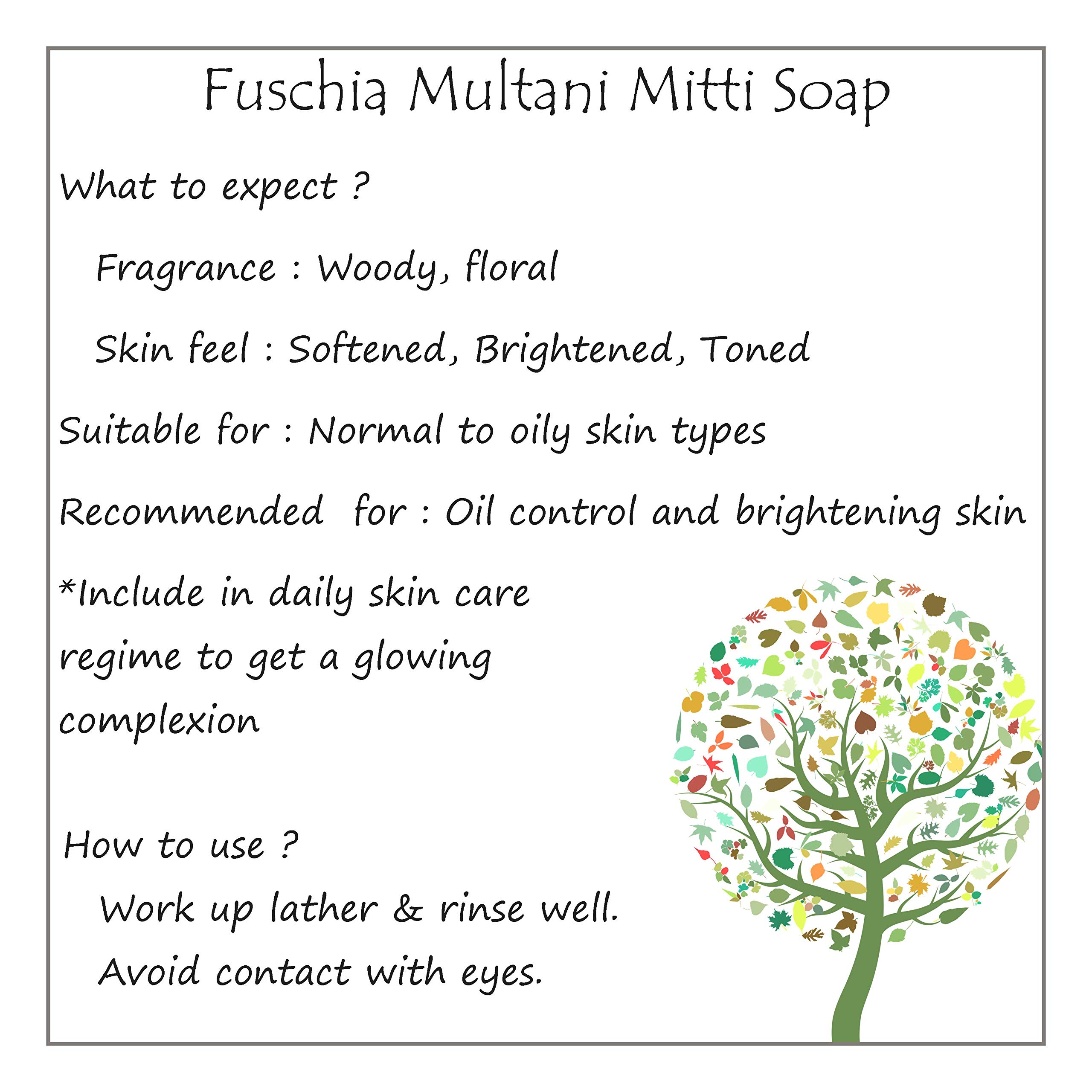 **Fuschia Multani Mitti Natural Handmade Glycerin Soap with Essential Oils | Healthy Skin Care for All Skin Types & Kids | Moisturizing & Gentle Cleansing for Daily Use, Spa & Gifts**