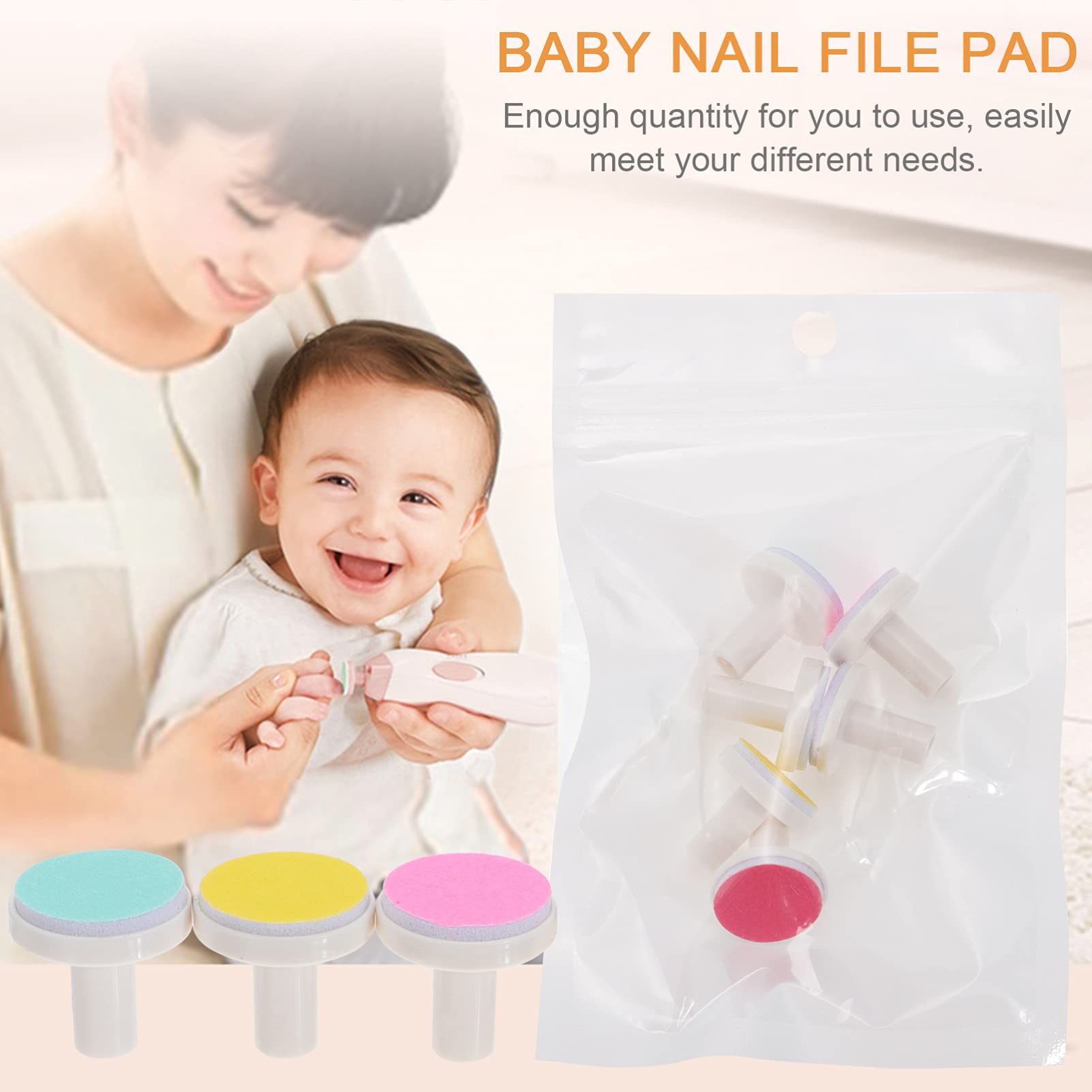 Healifty 24Pcs Baby Nail File Replacement Pads - Electric Nail Grinding Heads for Standard Baby Nail Trimmer - Safe for Newborn, Infant & Toddler - Gentle Nail Care for Smooth & Healthy Baby Nails (Perfect for Home Use & Travel)