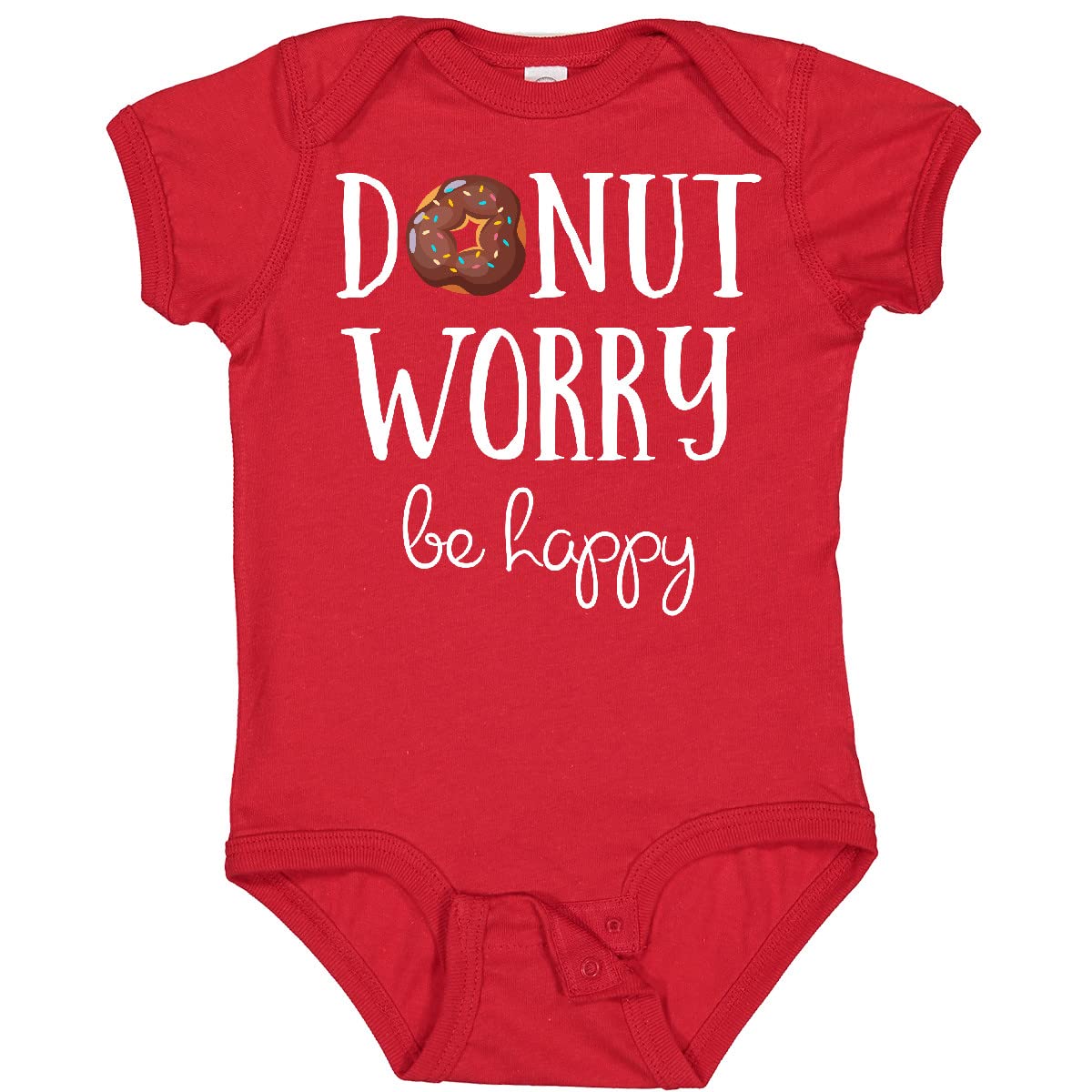Inktastic Donut Worry Be Happy Baby Bodysuit - Cute & Comfortable Infant Onesie for Newborns, Boys & Girls - Perfect for Playtime, Photo Shoots & Birthday Gifts