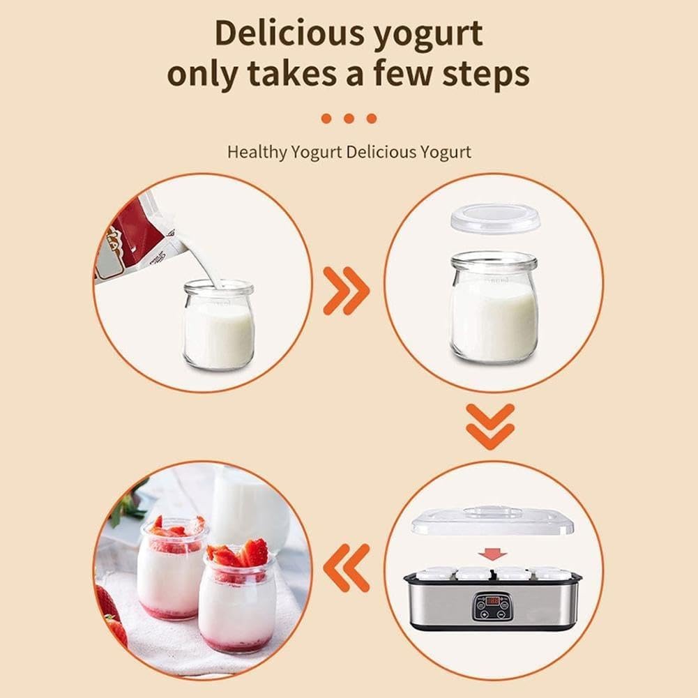 2025 Probiotic Yogurt Maker Machine with Temperature Control & 8 Lids - Homemade Yogurt Maker for Healthy Breakfast, Snacks, and Gut Health - Perfect for Keto, Vegan, and Dairy-Free Diets