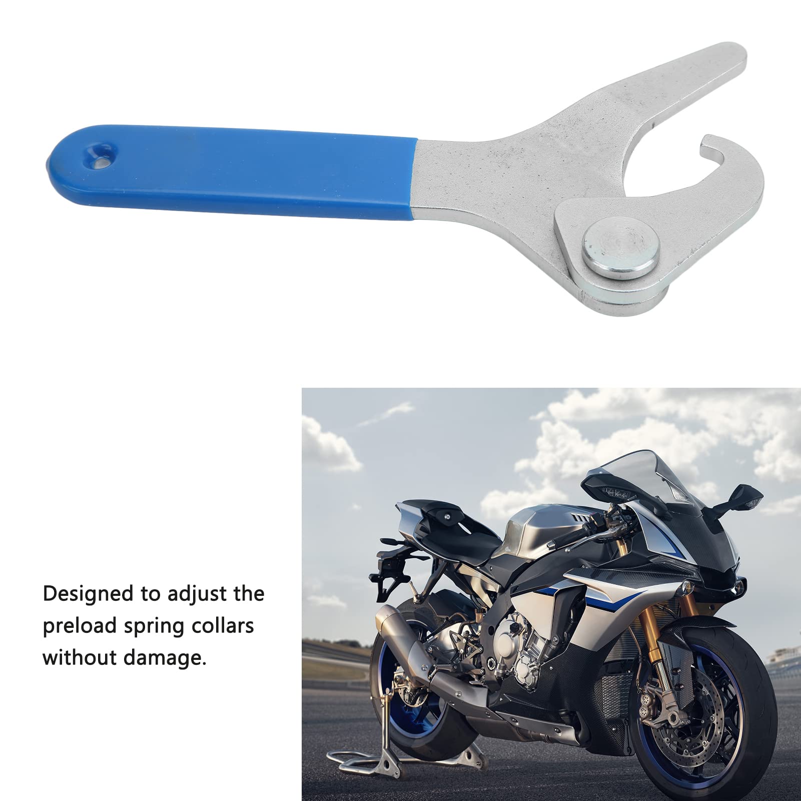 Acouto Adjustable Shock Wrench - Motorcycle Shock Spanner Tool with Anti-Slip Hooked Jaw for 35mm-75mm Spring Collars - Perfect for Suspension Maintenance & Off-Road Bike Repairs