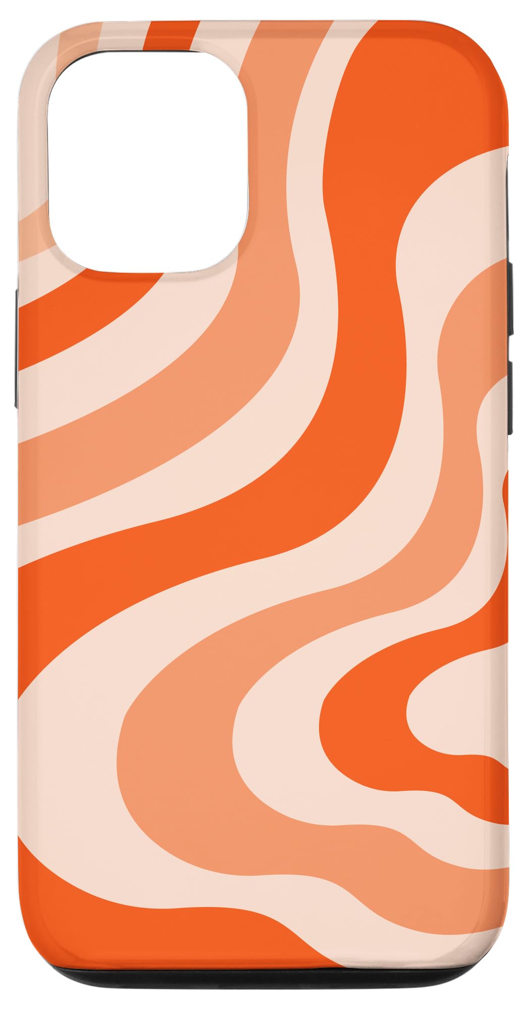 Retro Liquid Swirl Abstract Pattern iPhone 12/12 Pro Case - Orange Shockproof Protective Cover for Everyday Use, Travel & Outdoor Activities