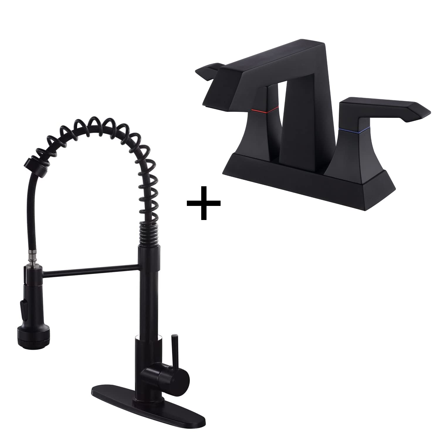 GELE Matte Black Kitchen Faucet with Pull Down Sprayer - Modern Bathroom Sink Faucet for Home, Restaurant & Commercial Use