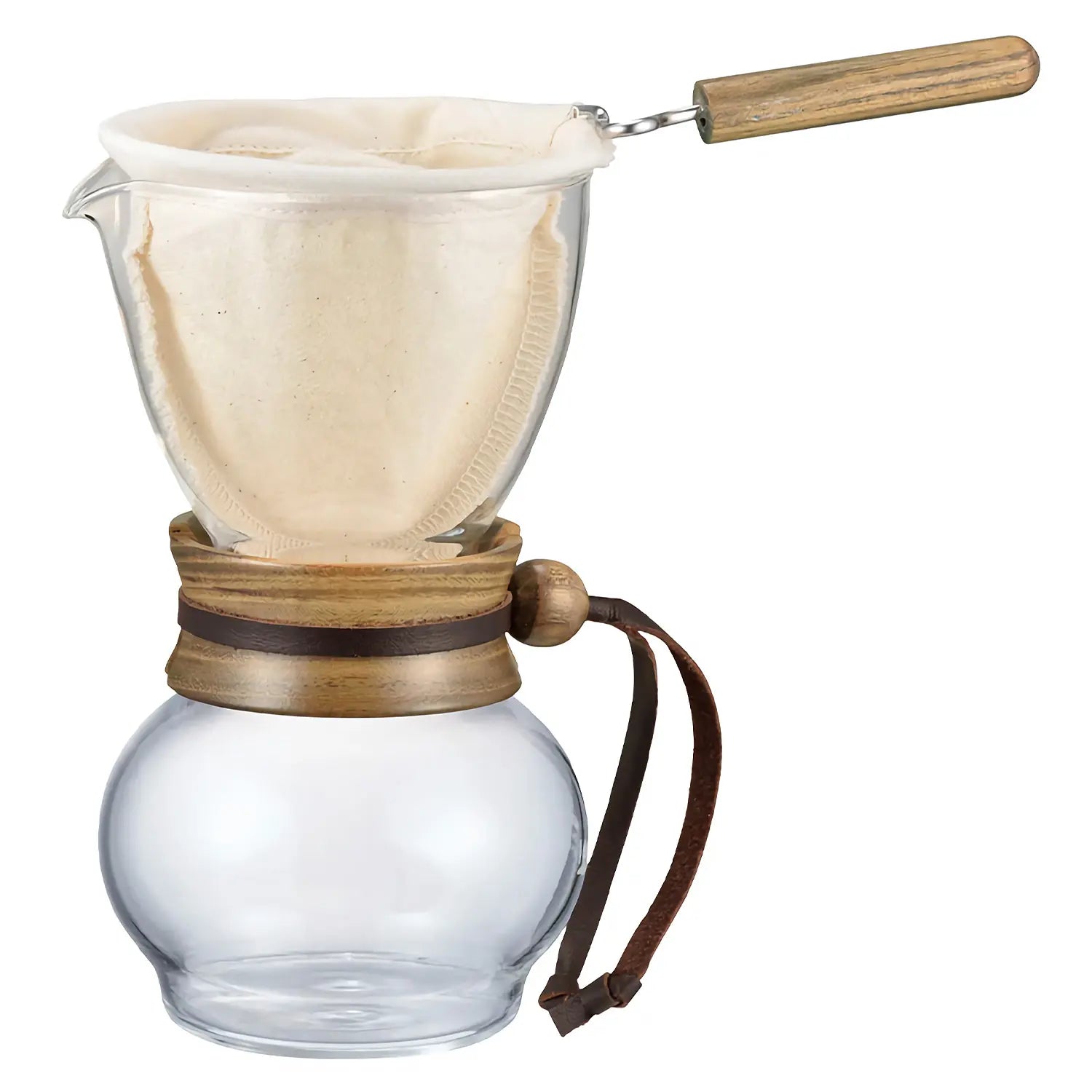 Hario V60 Heat Resistant Glass Coffee Dripper with Natural Wood Stand - Perfect for Pour Over Brewing at Home, Office or Camping