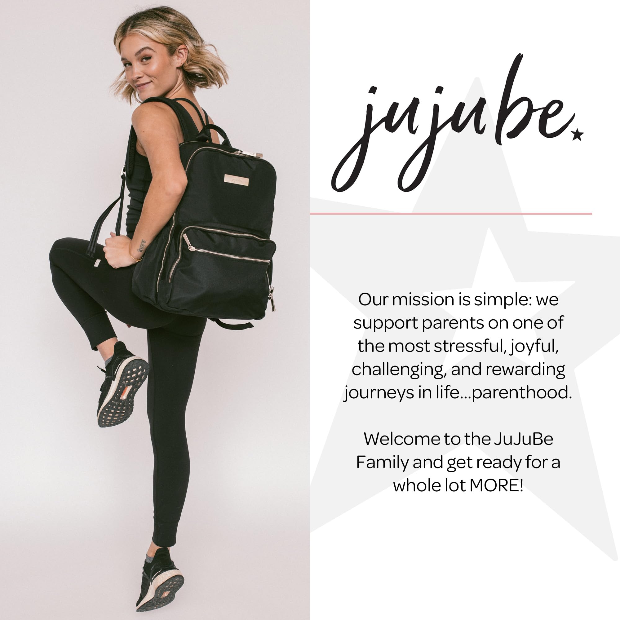 JuJuBe Zealous Diaper Backpack - Stylish Lightweight Baby Bag with 9 Pockets for Diapers, Bottles & Essentials | Adjustable Padded Straps | Black Chromatics | Perfect for Moms On-the-Go, Travel & Daycare Trips