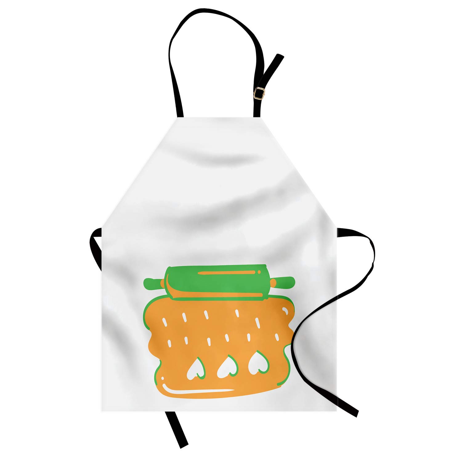 Ambesonne Personalized Chef Apron - Unisex Kitchen Bib with Adjustable Neck, Cartoon Baking Design & Colorful Rolling Pin Dough Motif - Perfect for Cooking, Baking & BBQ - Adult Size (Marigold Pearl)