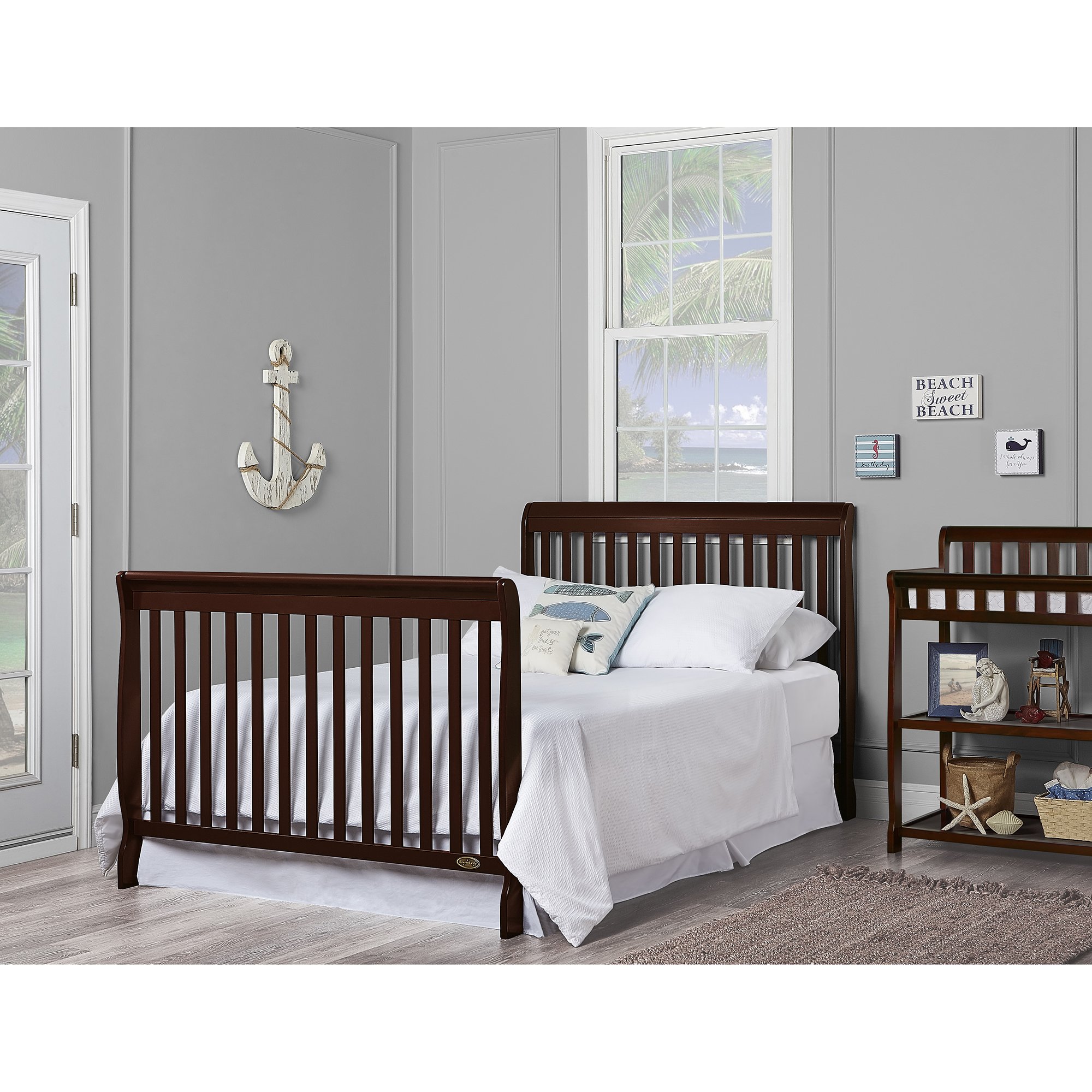 Dream On Me Ashton 5-in-1 Convertible Crib in Espresso - Greenguard Gold Certified Safe Nursery Furniture, 50x36x44 Inches - Perfect for Baby's Nursery, Toddler Room & Guest Bedroom
