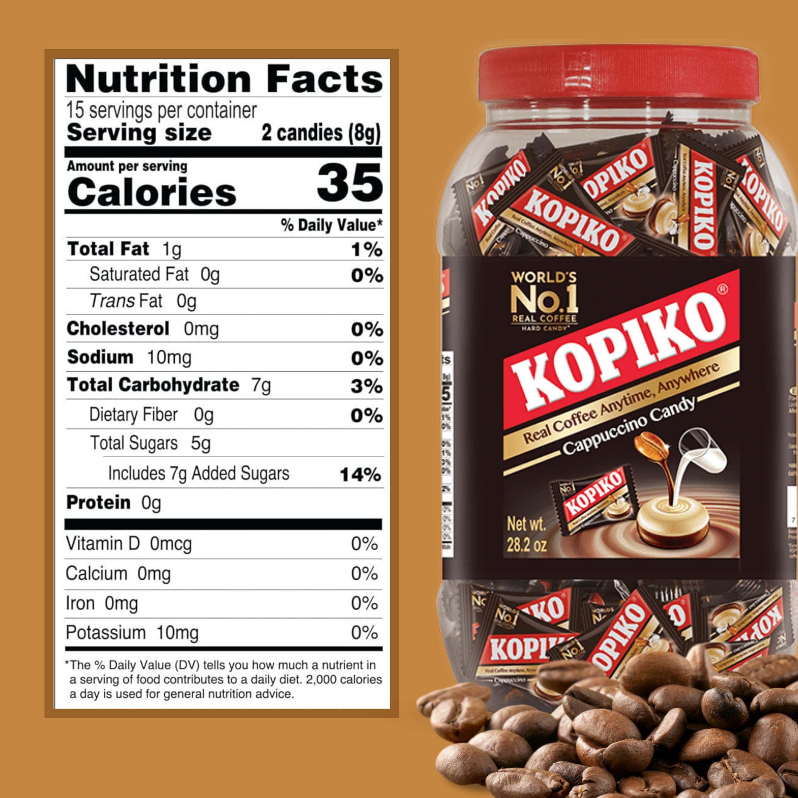Kopiko Cappuccino Coffee Candy Bundle - 28.2 Oz Jar with Premium Resealable Rumadle Bag | Authentic Indonesian Coffee Flavor | Perfect for Office Snacks, Travel Treats & Coffee Lovers Gifts
