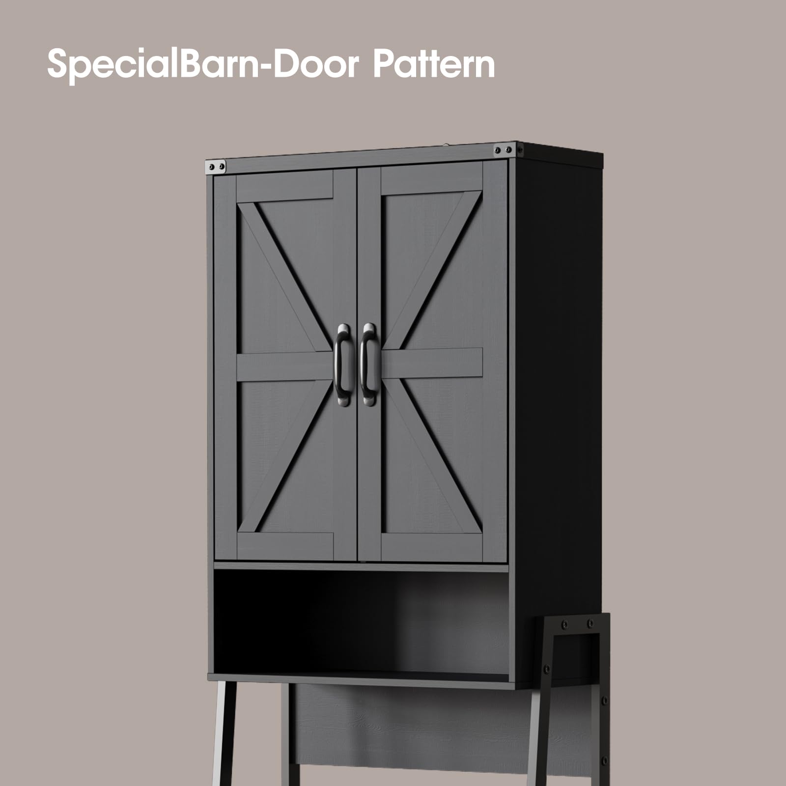 Over The Toilet Storage Cabinet with 2 Doors - Bathroom Organizer with Shelves & Anti-Tip Device - Space Saving Storage for Bathroom, Restroom & Laundry - Perfect for Small Spaces & Apartment Living (Black)