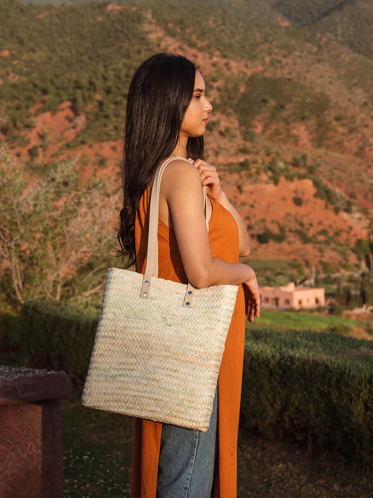 Asilah Woven Straw Shopper Basket - Eco-Friendly Handmade Beach Tote Bag for Women | Perfect for Grocery Shopping, Picnics & Summer Outings