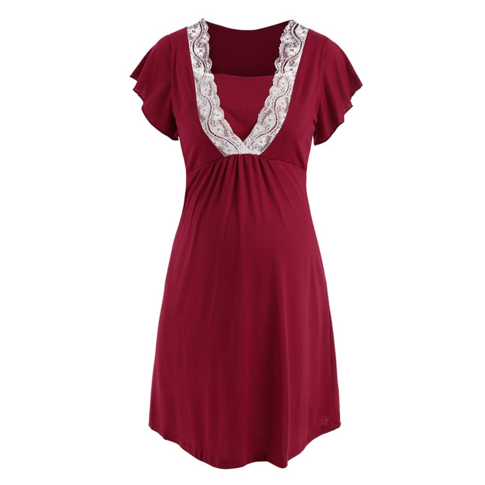 Summer Maternity Dress Short Sleeve - Nursing & Breastfeeding Nightgown - Comfortable Hospital Delivery Gown for New Moms - Perfect for Postpartum Recovery and Newborn Care