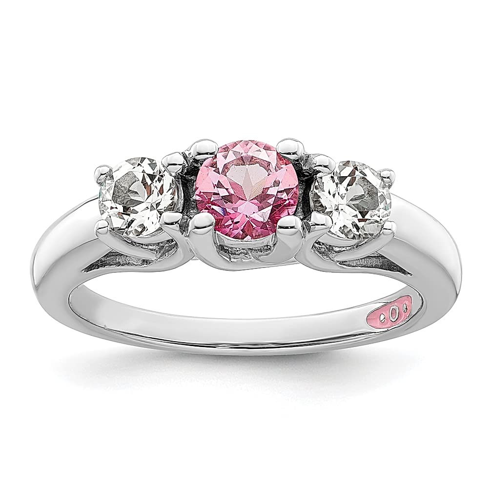 925 Sterling Silver Swarovski Pink Topaz Band Ring - Survivor Collection | Women's Gemstone Jewelry for Breast Cancer Awareness | Perfect Gift for Her, Anniversary & Special Occasions