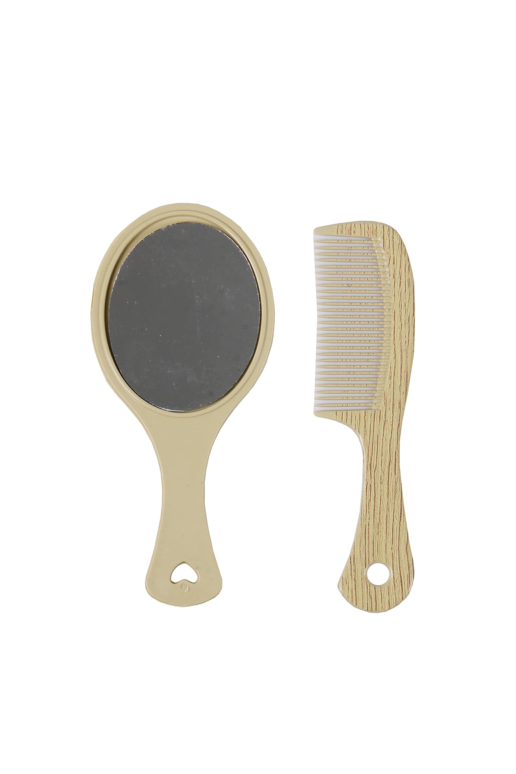 Corpwell Hand Mirror with Comb Set - Portable Travel Mirror for Women & Girls, Perfect Gift for Makeup, Hair Styling & Travel Accessories (Beige, Pack of 1) - Ideal for Home, Office, Purse & On-the-Go Use