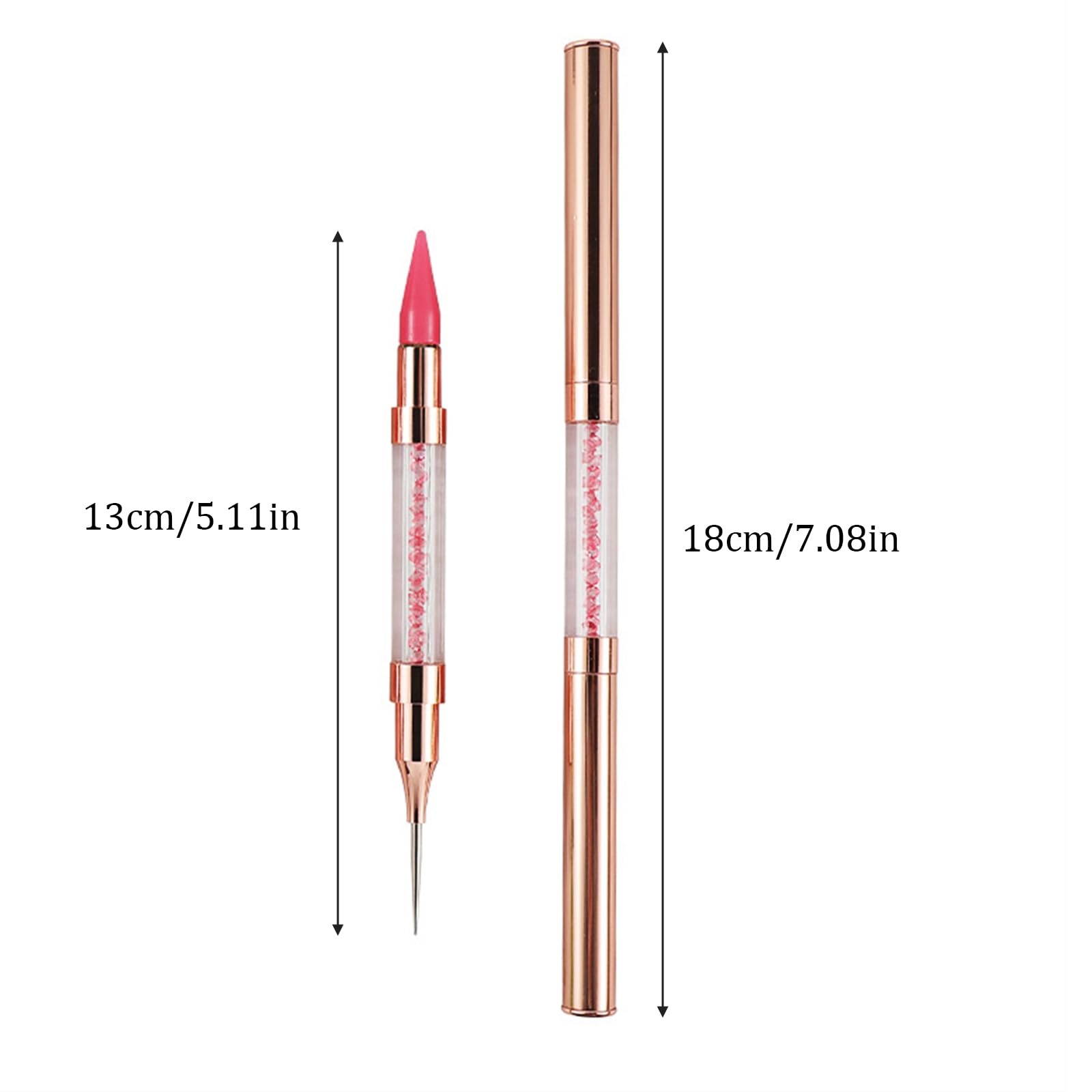 Dual-Ended Nail Art Dotting Pen & Rhinestone Picker Tool - Professional Nail Design for Gems, Stones, Crystals - Salon & Home Use (White Head) - Perfect for Nail Art, Manicures, and DIY Nail Designs