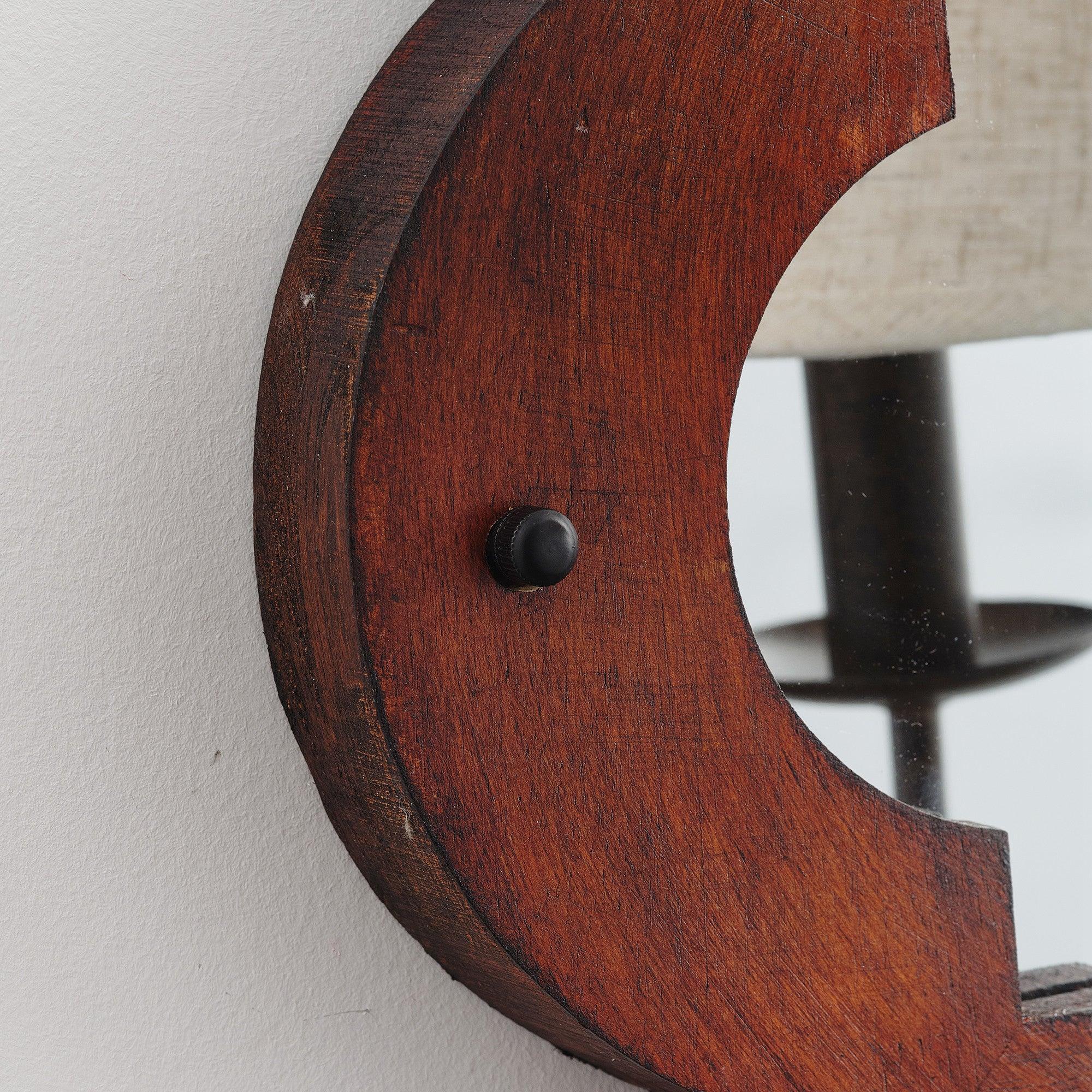 Rustic Iron Wood Wall Sconce Light - Farmhouse Style Candle Holder for Bedroom, Living Room, or Porch Decor