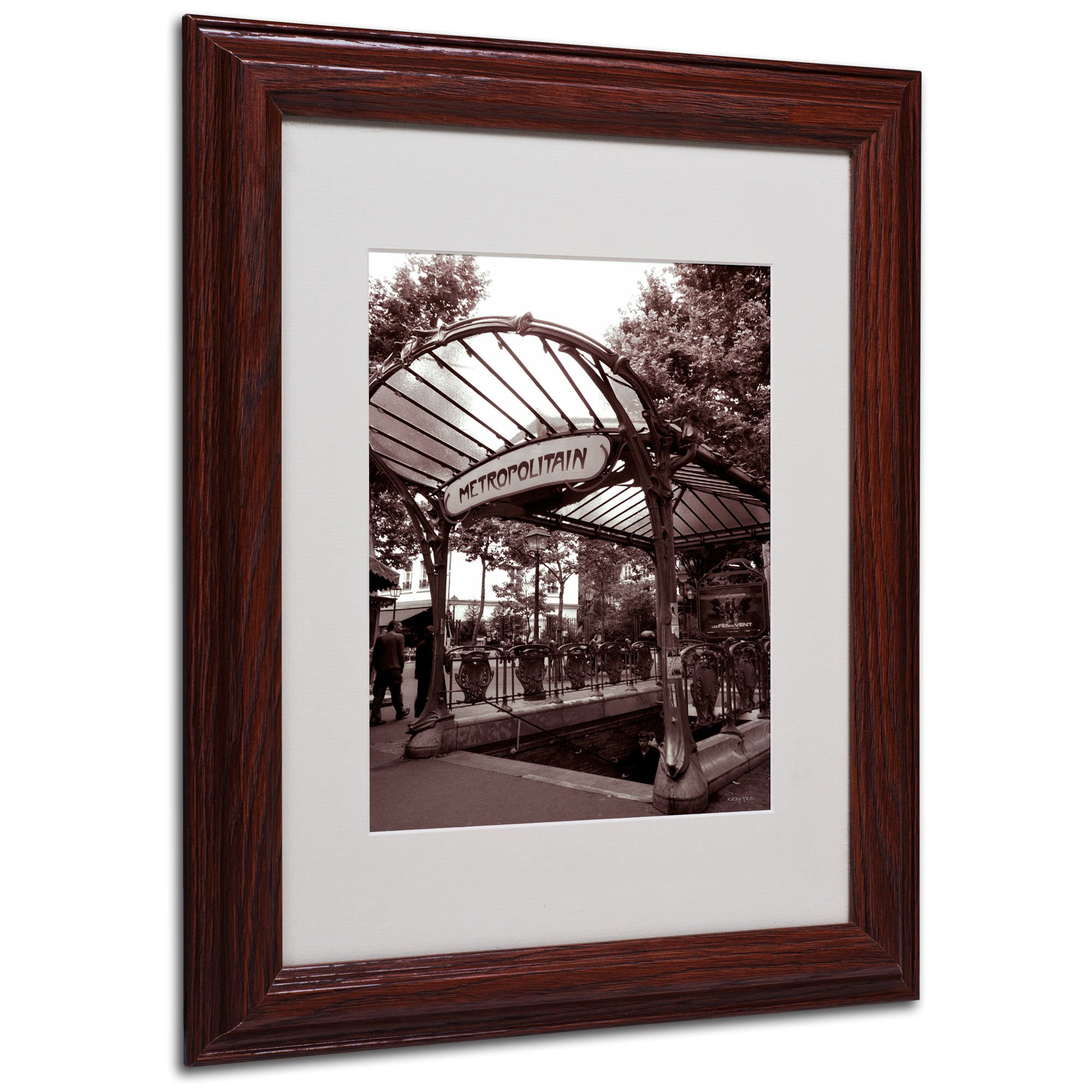 Trademark Fine Art Le Metro as Art 2 by Kathy Yates - 11x14 Inch Matted Framed Wall Art with Wood Frame - Perfect for Living Room, Bedroom & Office Decor