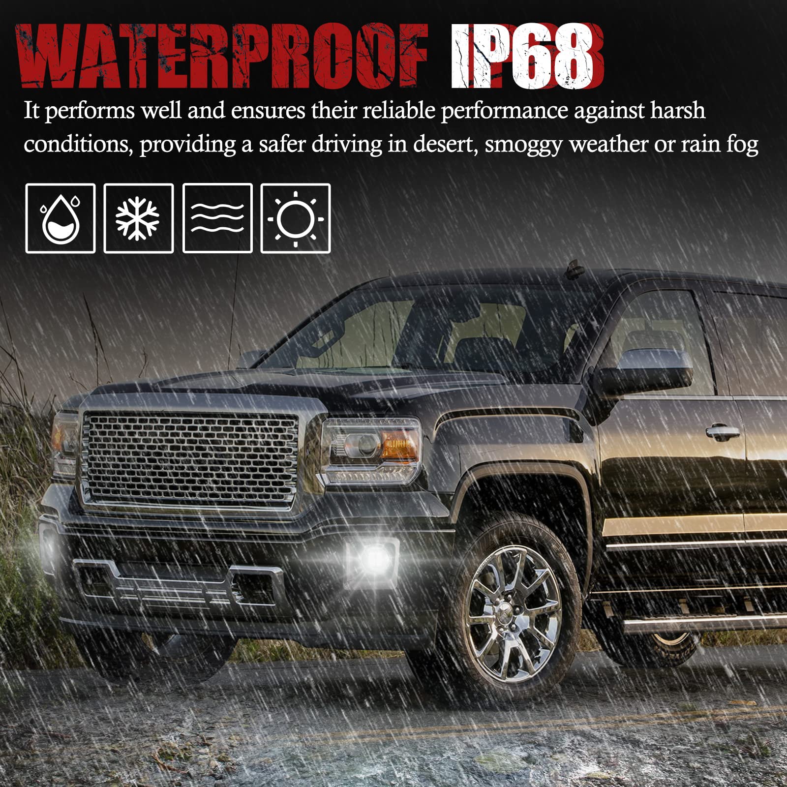 BUNKER INDUST LED Fog Lights Kit for 2014-2015 GMC Sierra 1500 - Waterproof Bumper Driving Lights with Durable Housing - Perfect for Off-Roading, Night Driving, and Low Visibility Conditions