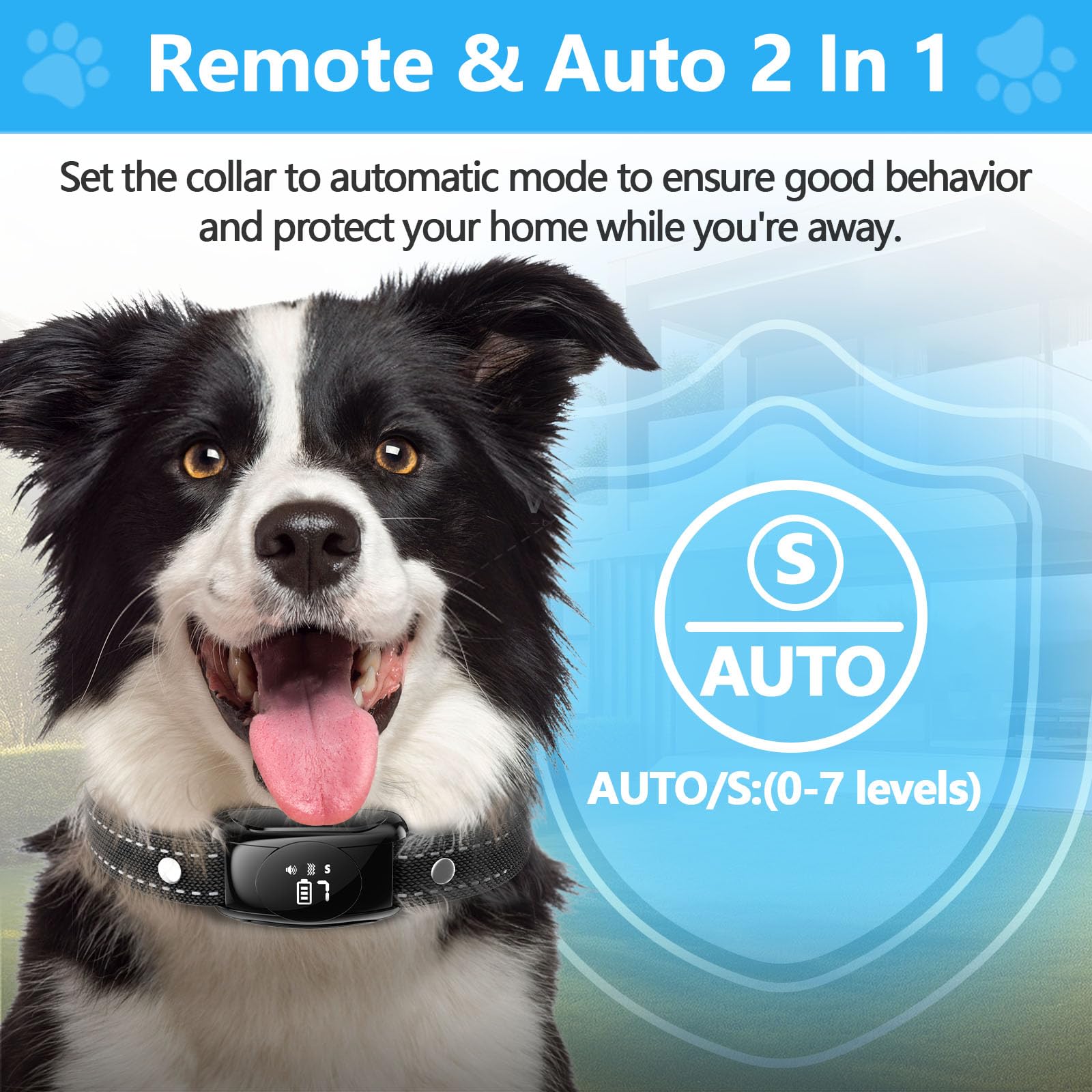 **No Shock Dog Bark Collar with Remote – 7 Adjustable Sensitivity Beep & Vibration Modes, IPX7 Waterproof Training Collar for Small, Medium & Large Dogs – Indoor & Outdoor Use for Home, Park & Travel**