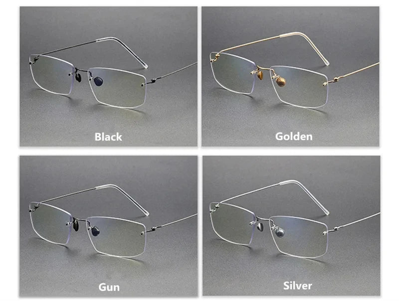 Aimee Women's Rimless Square Titanium Eyeglasses 2269 - Lightweight & Durable Titanium Frame for Reading, Computer Work & Fashion - Perfect for Office, Daily Wear & Gift Giving