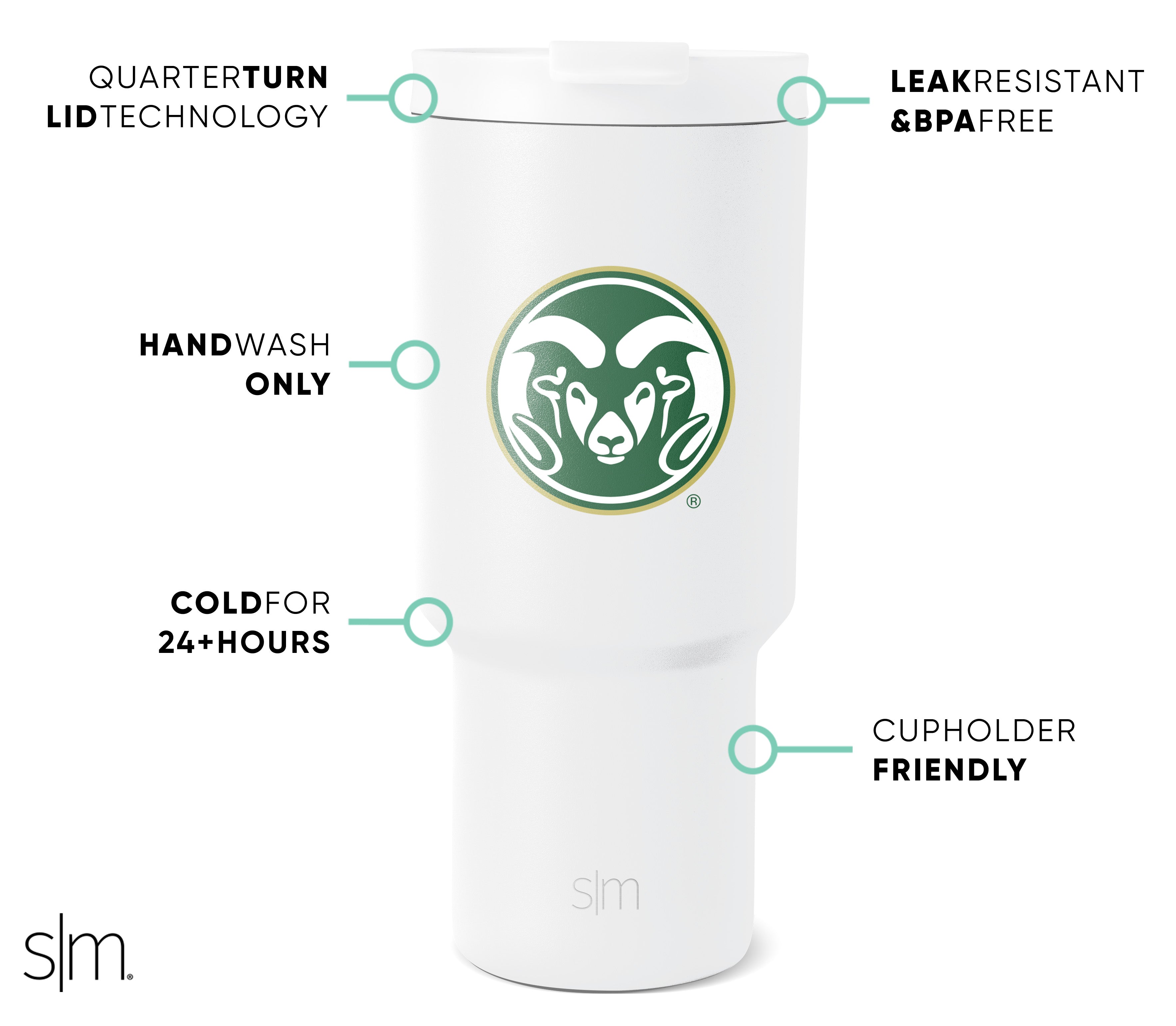 Collegiate Trek Tumbler - 20oz Insulated Stainless Steel Water Bottle with Lid & Straw - Perfect for Hiking, Camping & College Life