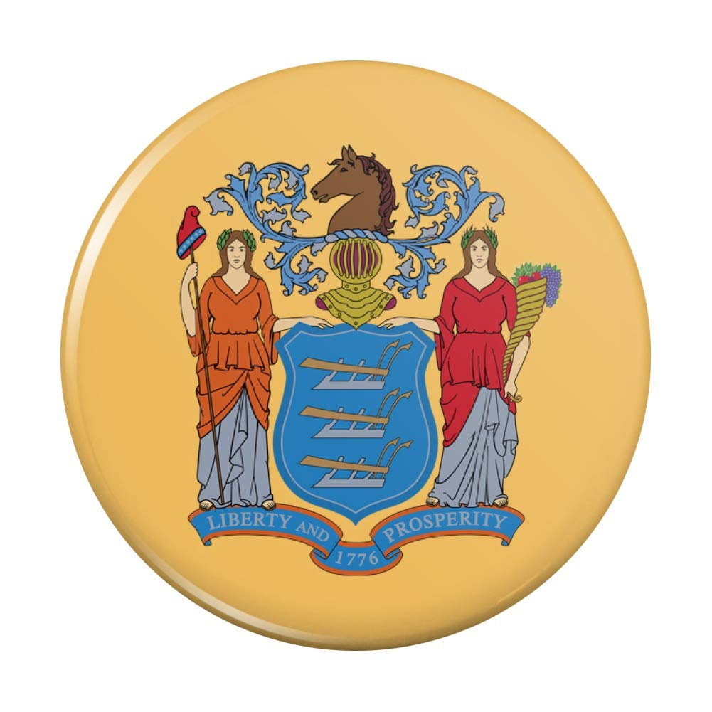 New Jersey State Flag Refrigerator Magnet - Strong Kitchen Fridge Locker Decorative Button Magnet for Home, Office, Dorm, or Gifts (NJ Pride Decor)