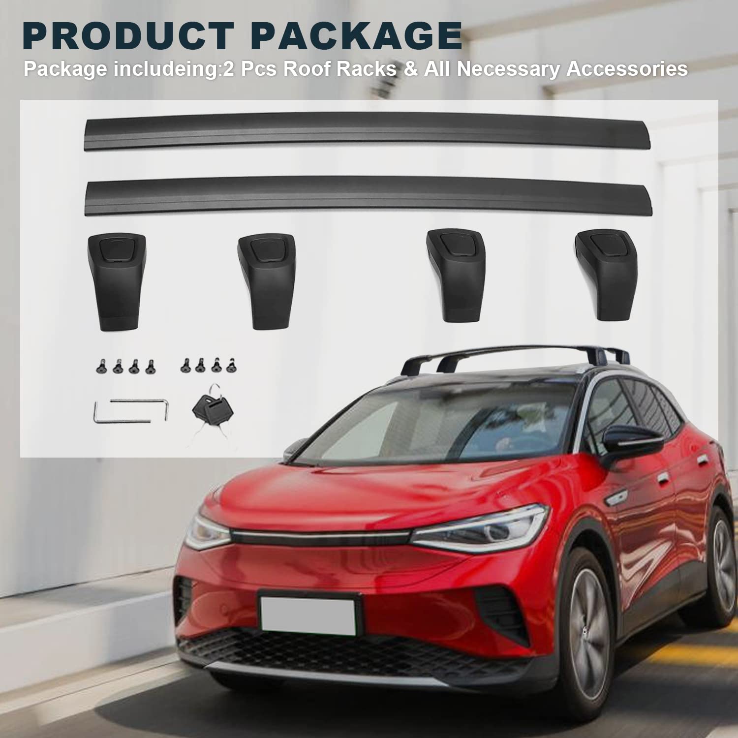 Upgraded Roof Rack Cross Bars for Volkswagen VW ID.4 (2020-2022) - Heavy Duty Rooftop Cargo Carrier for Kayak, Canoe, Bike, Luggage - Perfect for Outdoor Adventures, Camping & Road Trips
