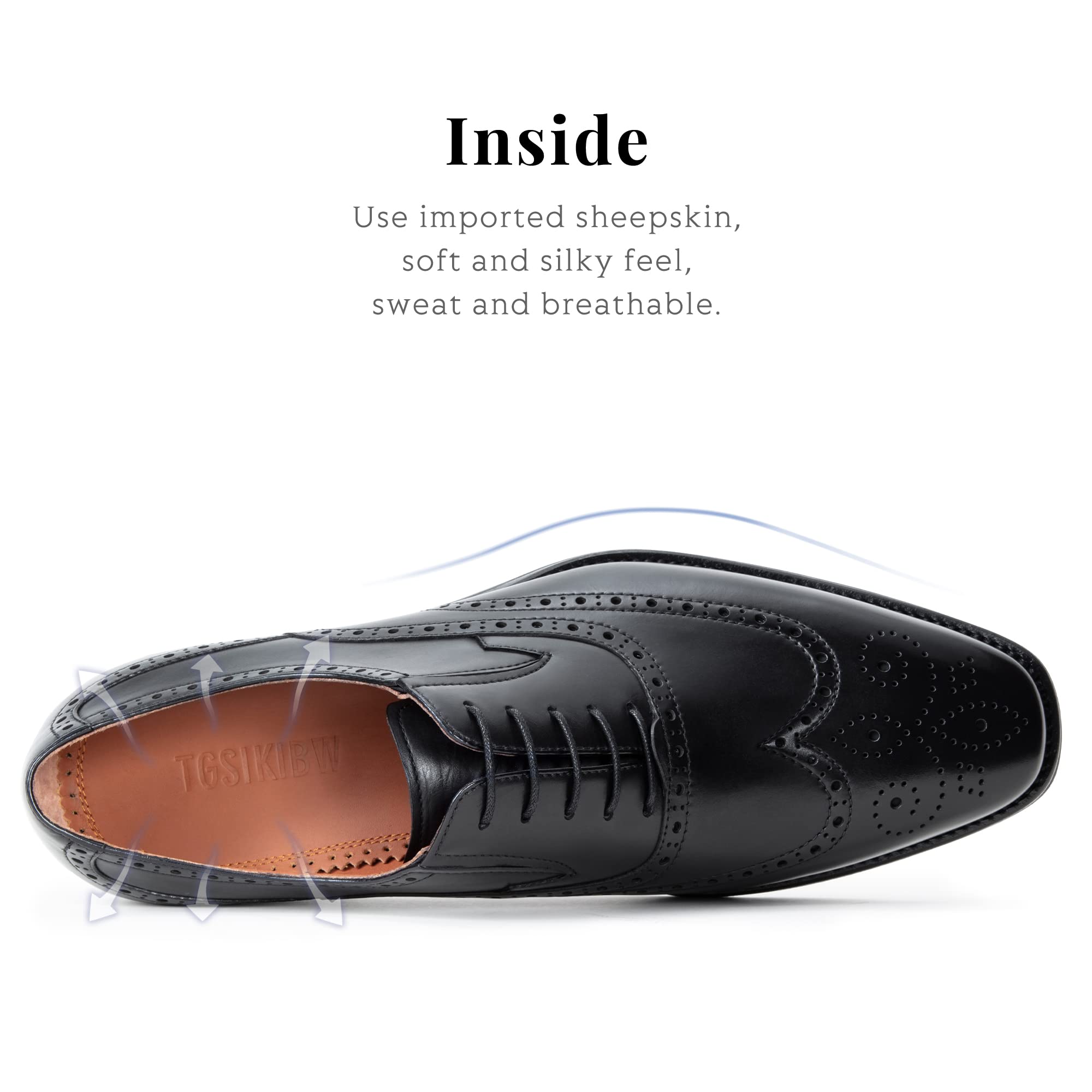 Men's Oxford Dress Shoes - Classic Gatsby Low Heel Leather Brogue Wingtip Formal Shoes for Business, Office & Wedding | Black Leather Shoes for Men | Perfect for Professional Work, Formal Events & Special Occasions